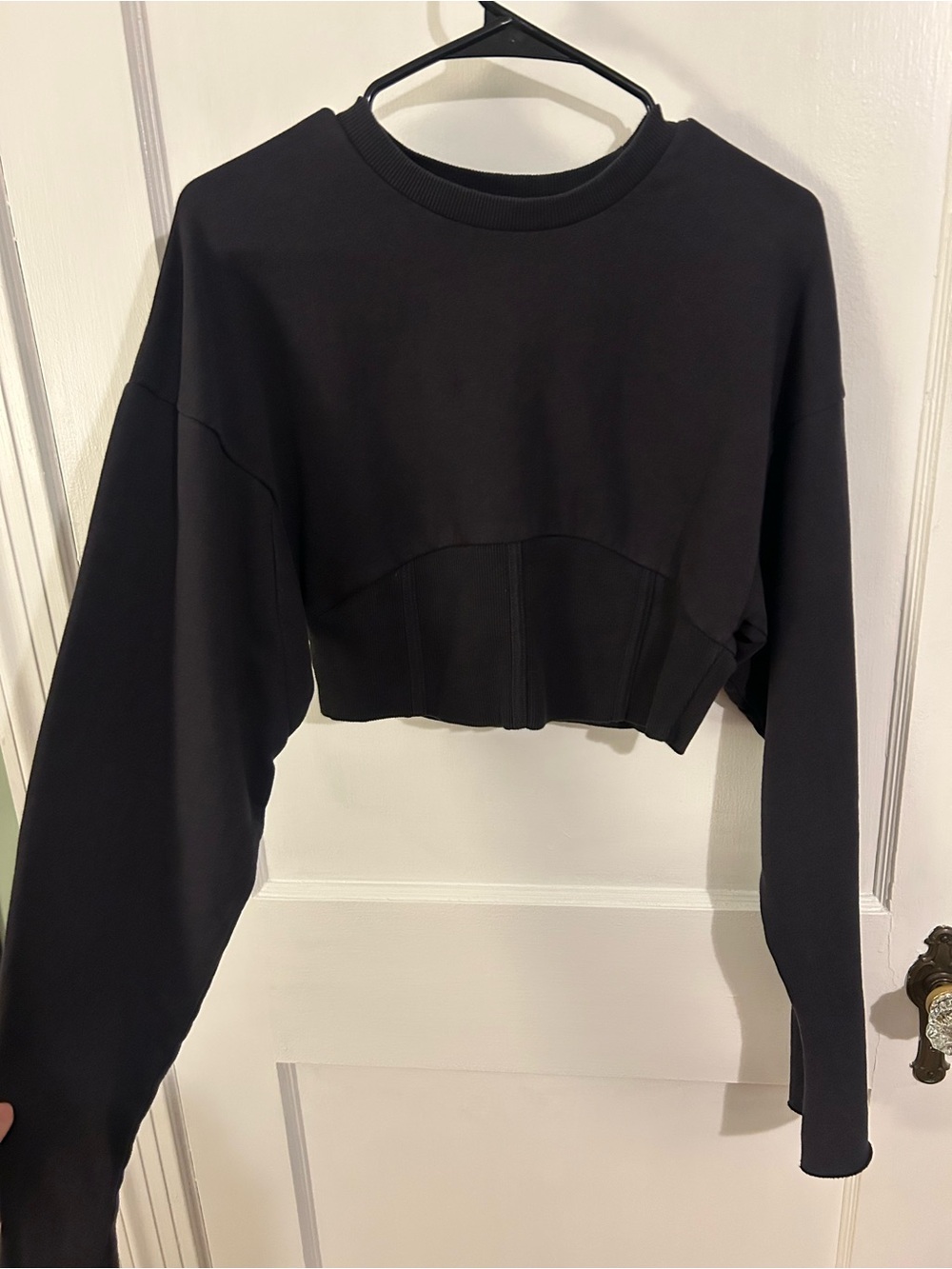 Urban Outfitters Black Cropped Corset Sweatshirt